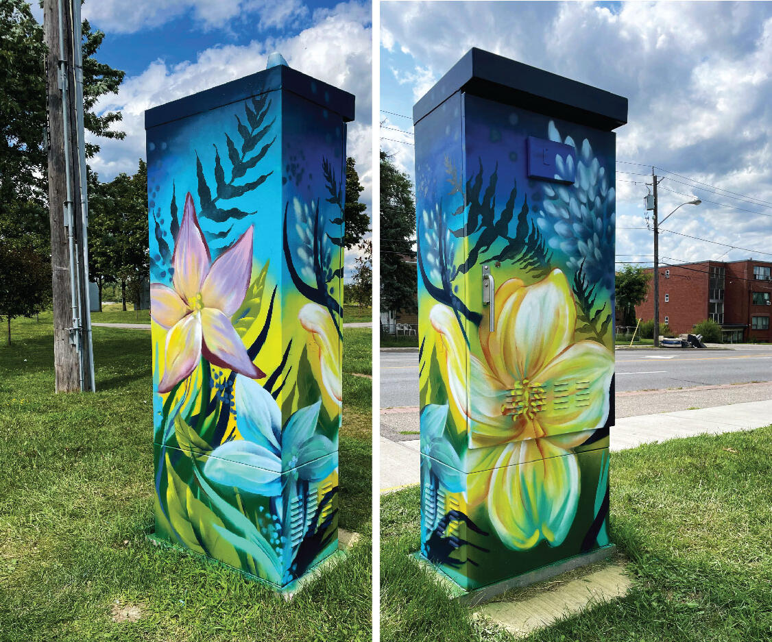 Endangered Plant Bell utility box mural, Downsview Park. Toronto. 2023