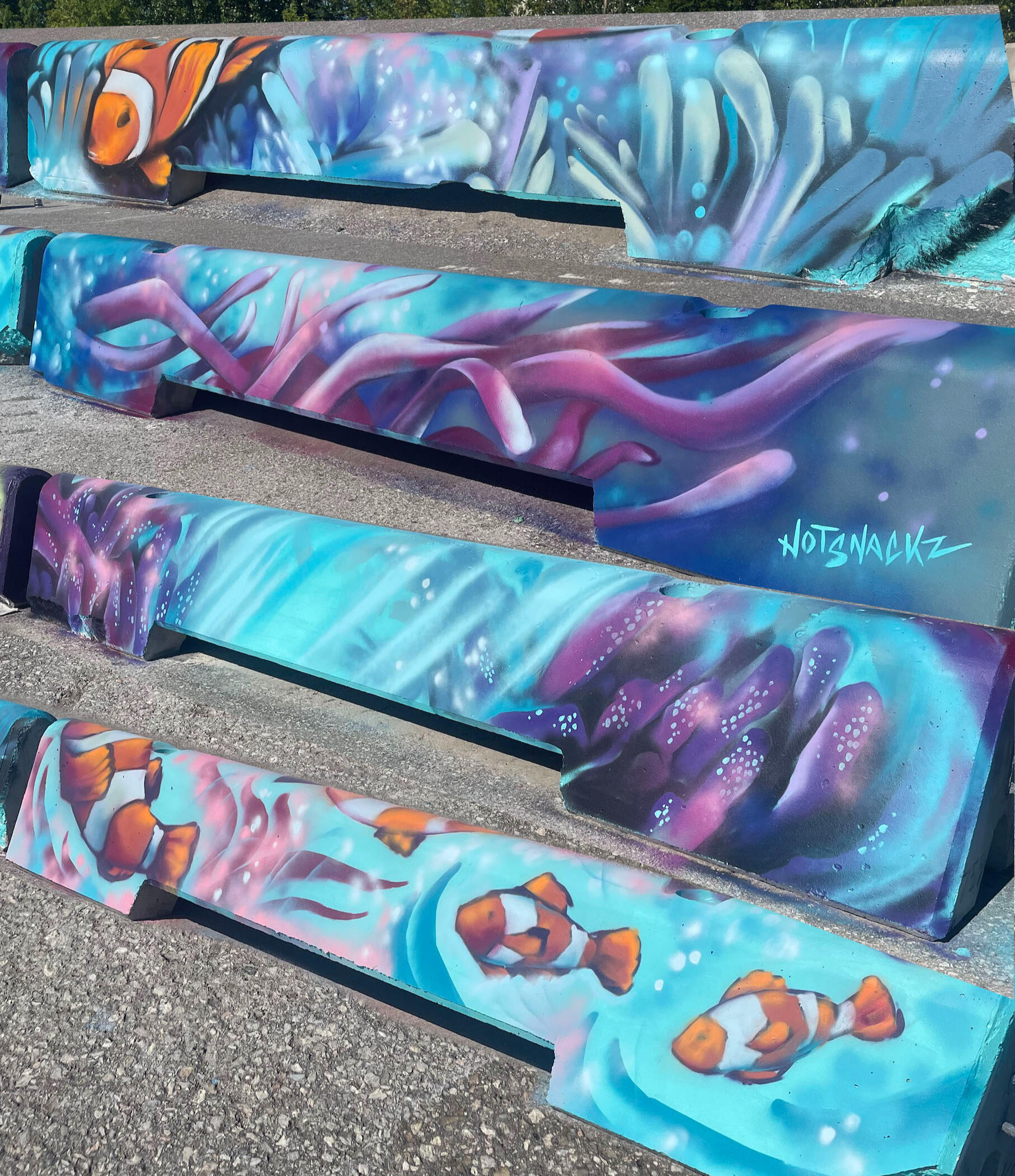 Clown fish & Coral - Cycle track barriers for StreetArt Toronto. 2025