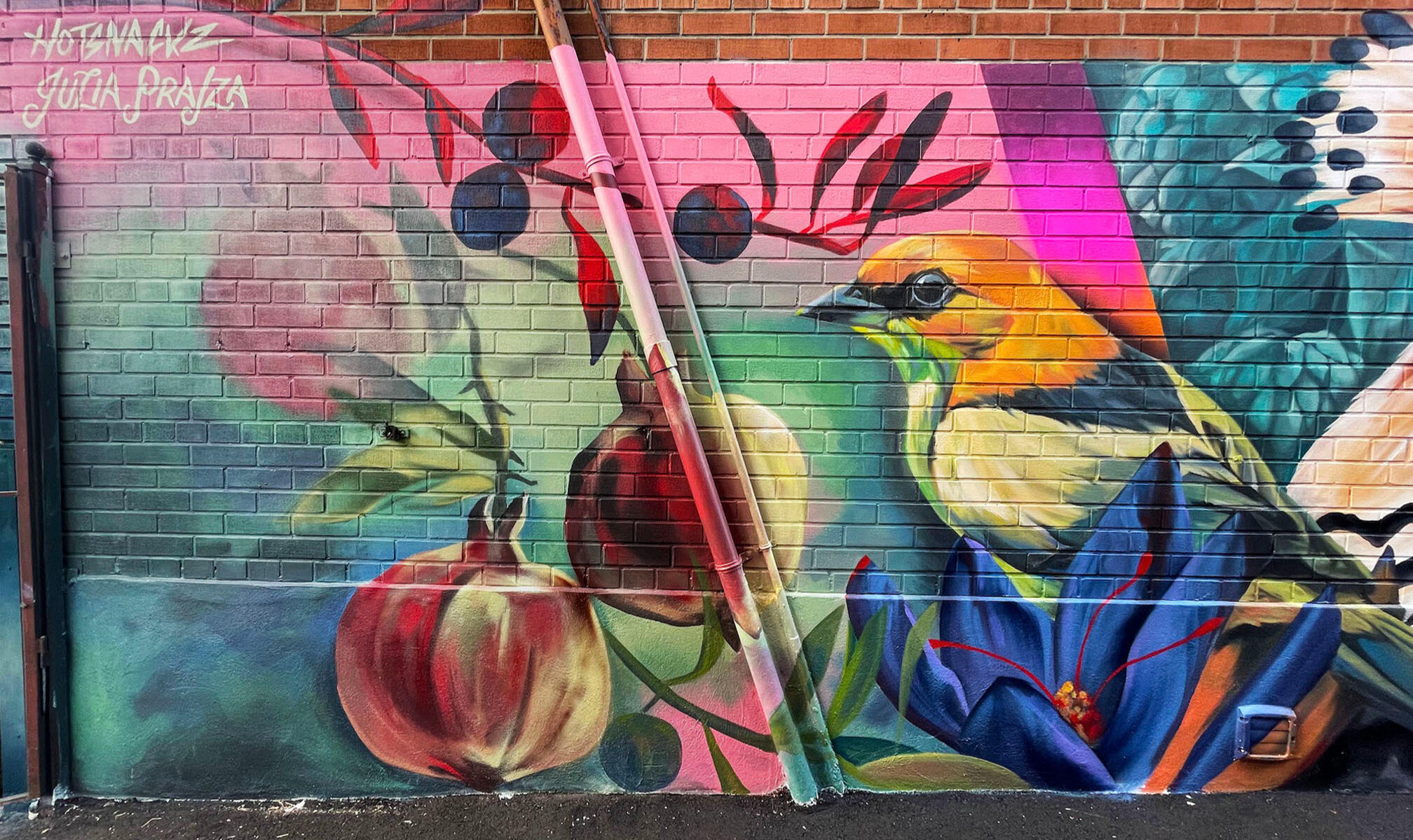 "Of Roots And Radiance" 367 Oakwood Ave, Toronto. Painted in collaboration with Julia Prajza for for Oakwood BIA. 2025